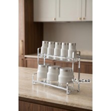 Acar Colt Bej Gümüş 8 Parça Standlı Cam Baharat Seti