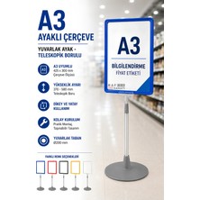 Raf Sanatı A3 Ayaklı Çerçeve Seti Yuvarlak Tabanlı Teleskopiketiketi Standı Mavi