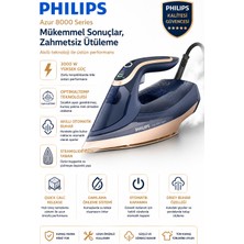 Philips Akıllı Sensörlü Kumaşa Göre Isı Ayarlayan Optimaltemp Teknolojisi Azur Buharlı Ütü 8000 Serisi, 260G Turbo Şok Buharlı Ütü
