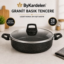By Kardelen Bykardelen 28 Cm Granit Basık Tencere | Yanmaz Yapışmaz Yüzey |