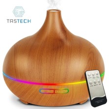 Tastech Aroma Terapi Oda Hava Nemlendirici 550ML Ultrasonik Buhar Makinesi Ahşap Görünüm 7 Renk LED Işıklı