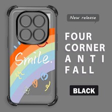 HONTINGA Xiaomi Redmi Note 14 Pro 4g ile Uyumlu Kılıf Şeffaf Kılıfı Kamera Koruyucu Basitlik Anti Düşme Kamera Korumalı Gökkuşağı Desen Yumuşak Silikon Couple Telefon Kılıfı Kadın ve Erkek Için Uygundur