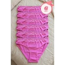 Mataş Kadın 6'lı Paket Dantel Detaylı Pamuklu Bikini Külot Esnek Iz Yapmaz Yumuşak Iç Çamaşırı