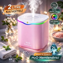 Tastech 2 Litre Oda Hava Nemlendirici Water Drop Humudifier Rgb LED Işıklı Buhar Makinesi-Pembe