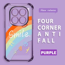 HONTINGA Xiaomi Redmi Note 14 Pro 4g ile Uyumlu Kılıf Şeffaf Kılıfı Kamera Koruyucu Basitlik Anti Düşme Kamera Korumalı Gökkuşağı Desen Yumuşak Silikon Couple Telefon Kılıfı Kadın ve Erkek Için Uygundur