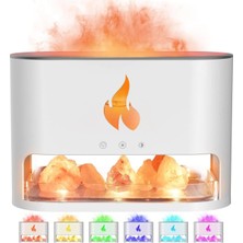 Tastech 3D Alev Görünümlü Hava Nemlendirici USB 250ML Himalaya Tuzlu Aroma Yayıcı LED Işıklı Hava Makinesi Beyaz