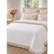 Uçkan Home %100 Pamuk Fırfırlı Çift Kişilik Yatak Örtüsü Seti