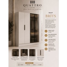 Quattro Home Brits Modern Cam Kapaklı Geniş Gardırop
