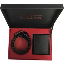 Praff 20102025 Business Erkek Hakiki Deri Kemer Cüzdan Kutulu Hediyelik Set