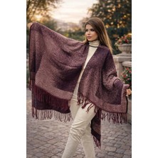 ALDAIYR Kadın Kışlık Çift Taraflı Panço Omuz 140X140