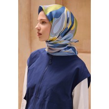 Belli Twill Ipek Eşarp Indigo, Yağ Yeşili, Sarı