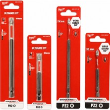 Milwaukee Shockwave Ph2 & Pz2 Darbeli Tornavida Ucu Seti 4 Parça | 90 mm + 150 mm Ultimate Fit & Wear Guard Tip | Impact Driver Uyumlu