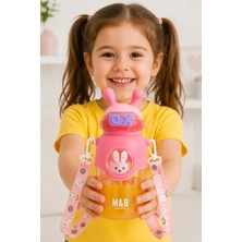 M&B Water Bottle 750 ml Pipetli Çocuk Matarası - Astronot Tavşan Figürlü Sızdırmaz Askılı Okul Suluğu (Bpa Yok)