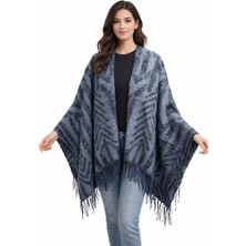 ALDAIYR Kadın Kışlık Çift Taraflı Panço Omuz 140X140