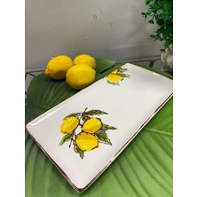 Elif Aksesuar Porselen Limon Desenli Dikdörtgen Sunum Tabağı 28X14 cm