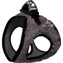 AyrStore Üç Kilitli Simli Peluş Kedi Köpek Göğüs Tasması 24-28 cm Xx-Small Gri