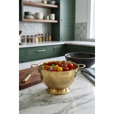 Kitchen Life Gastro Paslanmaz Çelik Gold 25CM Kulplu Süzgeç Sebze Meyve Un Süzgeci
