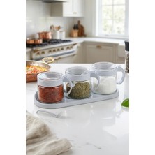 Kitchen Life 3'lü Kaşıklı Cam Baharatlık Seti 300 ml Şık Tasarım ve Dayanıklı Malzeme ile