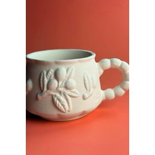 Ceramingo Kabartmalı Kupa - Zeytin Ham Seramik Bisküvi 48 Adet