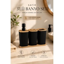 Okyanus Home Safir Bambu 3'lü Set Siyah Modern Stil ve Suya Dayanıklı Malzeme ile Şık Tasarım