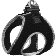 AyrStore Üç Kilitli Kürklü Kedi Köpek Göğüs Tasması 32-40 cm Medium Siyah