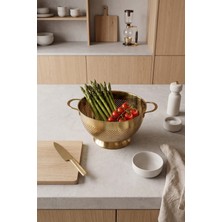Kitchen Life Gastro Paslanmaz Çelik Gold 30CM Kulplu Süzgeç Sebze Meyve Un Süzgeci