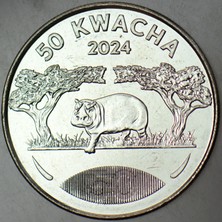 Banknoting Malavi 50 Kwacha 2024 Hipopotam Temalı. Çil.