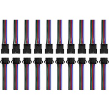 Ledarmy 10'lu Set 5 Pin Kilitli Konnektörlü Kablo Takımı Erkek Dişi RGB RGBW LED Şerit Bağlantı Kablosu 5 Pin LED Soket