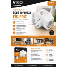 Viko By Panasonic Yonca Plus Üçlü Topraklı Fiş Priz 16A Beyaz