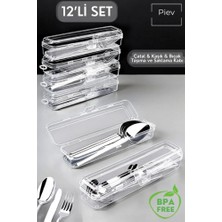Piev Şeffaf Çok Amaçlı Çatal Bıçak ve Kaşık Düzenleyici Kutu 12'li Set