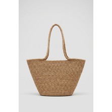 Qalortex Scarf Geniş Hasır Tote Çanta