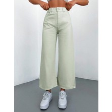 Circle Jeans Mint Yeşili Yüksek Bel Bol Paça Pantolon