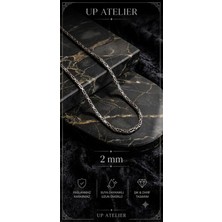 Up Atelier 925 Ayar Gümüş Kare Kral Zincir Kolye 2mm