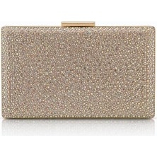 Seniorah Altın Hologram Parlak Taş Kaplama Söz Nişan Düğün Kadın Abiye Çanta Clutch