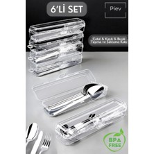 Piev Şeffaf Çok Amaçlı Çatal Bıçak ve Kaşık Düzenleyici Kutu 6'lı Set