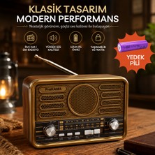 farissu Prokama BK-340 / BK-350 Nostaljik Solar Şarjlı Güneş Enerjili Bluetoothlu Retro Radyo(Yedek Pili)