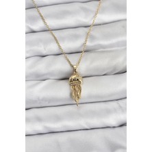 Semel 316L Çelik Zincir Gold Renk Deniz Anası Model Zirkon Taşlı Kadın Kolye