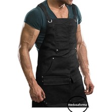 Northstyle Askılı Mutfak Önlüğü Master Chef Cafe Şef Garson Aşçı Kuaför Sanat Barista Önlük - Siyah