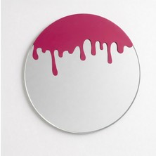 Ortakçı Design Echo Deco Pembe Damla Desenli Baskılı Yuvarlak Dekoratif Ayna 15*15