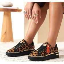 Kuum London K732513 Leopar Desenli Sneaker Spor Ayakkabı
