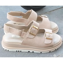 Bags Shoes Venüs 25470010Y Kadın Hakiki Deri Ayarlanabilir Çift Bantlı Anatomik Comfort Taban Günlük Sandalet