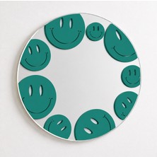 Ortakçı Design Echo Deco Koyu Yeşil Gülücük Desenli Baskılı Yuvarlak Dekoratif Ayna 15*15
