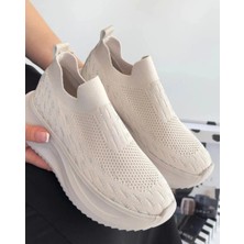 Bags Shoes Kuum London K112707 Comfy 36/40 Taşlı Bağcıksız Yüksek Taban Sneaker Spor Günlük Ayakkabı