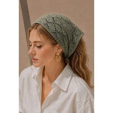 Irmak Kerekli Kadın Pamuklu Yumuşak Dokulu Delikli Triko Bandana 7011 Haki