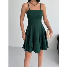 Alfudo Moda Collection Ince Askılı Eteği Kat Detay Abiye Mezuniyet Elbisesi