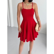 Alfudo Moda Collection Ince Askılı Eteği Kat Detay Abiye Mezuniyet Elbisesi