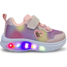 Marco Kids Pudra Pembe Yarı Ortopedik Işıklı  Kız Çocuk Spor Ayakkabı
