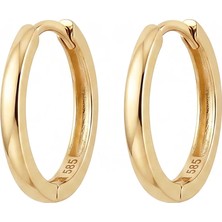 Duyum Gold Altın Halka Küpe 1.5 cm Çap Içi Dolu Döküm 14 Ayar