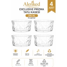 Alenked Exclusive Prizma Polikarbonat Kalın Şeffaf Kase 280 ml - 4 Adet