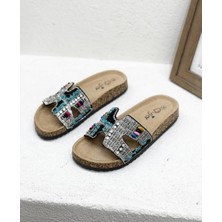 Bags Shoes Guja 25Y102-6 Kadın Taşlı Mantar Taban Terlik